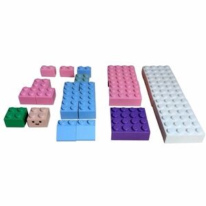 Vintage 80s Mega Bloks Pastel Bricks Lot 30 Pieces Character Face Block Rare